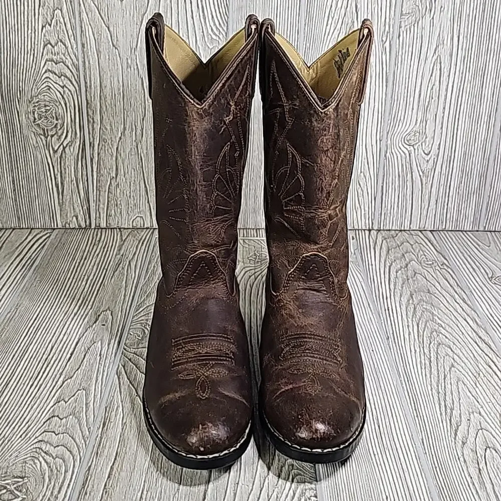 Masterson Boot Co. Brown Western Leather Cowboy Boots Style  RB2000Y Kids Sz 4D